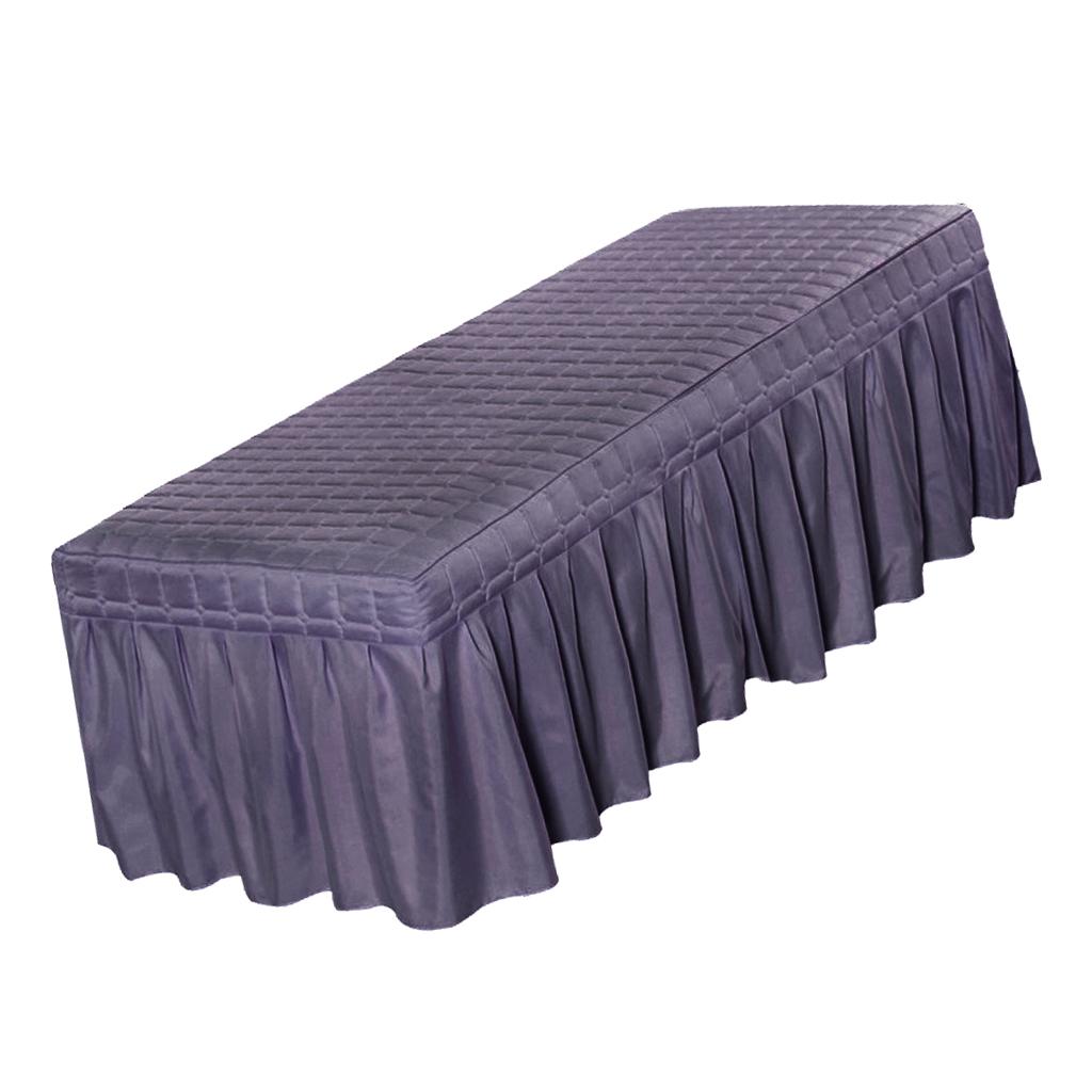 Massage Cosmetic Table Valance Sheet Cover with Hole Smokey Purple-180x60cm