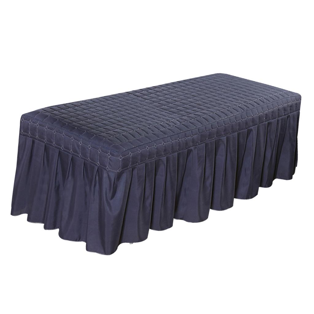 Massage Cosmetic Table Valance Sheet Cover with Hole Dark Blue-180x60cm