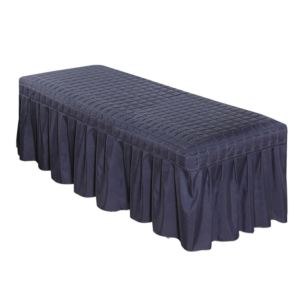 Massage Cosmetic Table Valance Sheet Cover with Hole Dark Blue-180x60cm