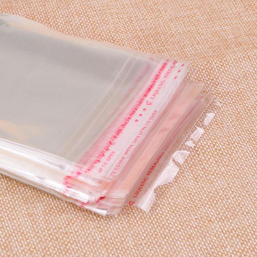 200pcs Transparent Opp Bag Plastic Bags Self Adhesive Seal 10x20cm Thicker