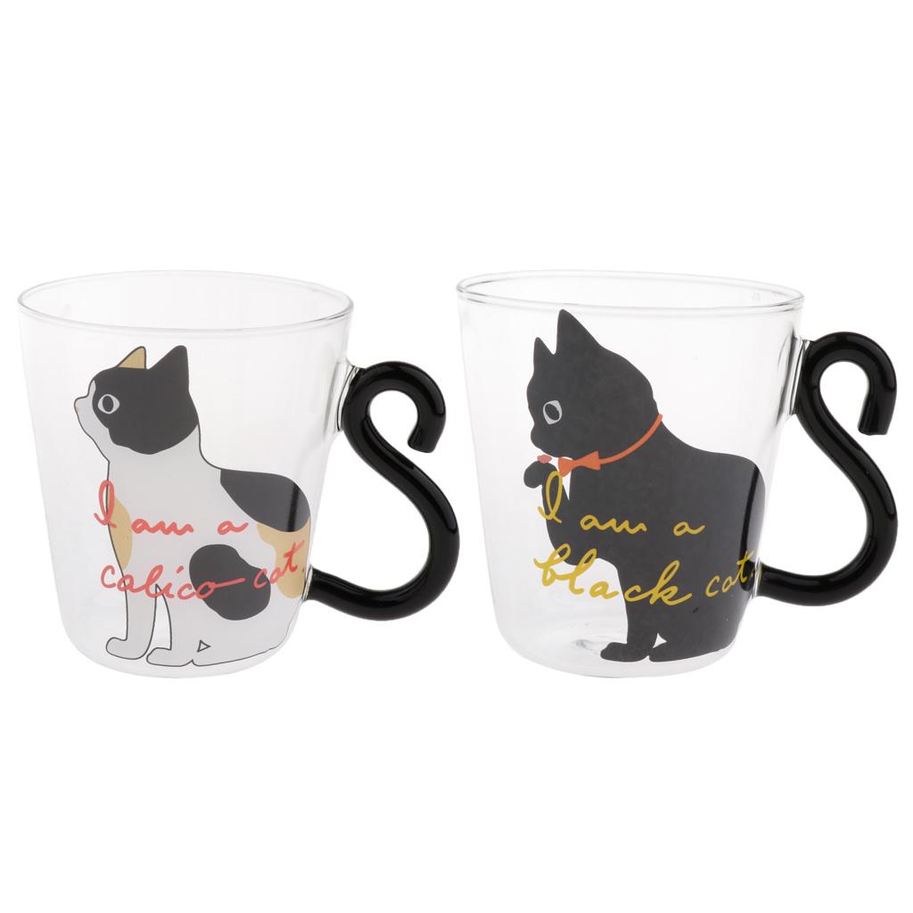 2Style Art Cat Pattern Glass Cup Glass Coffee Mugs