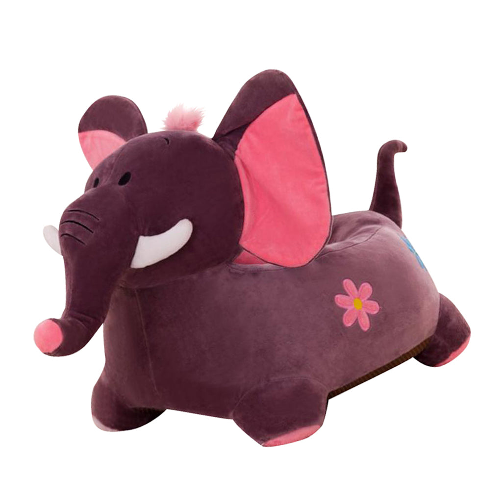 Cartoon Animal Kids Seat Sofa Cover Baby Chair Bean Bag Elephant (Wine Red)