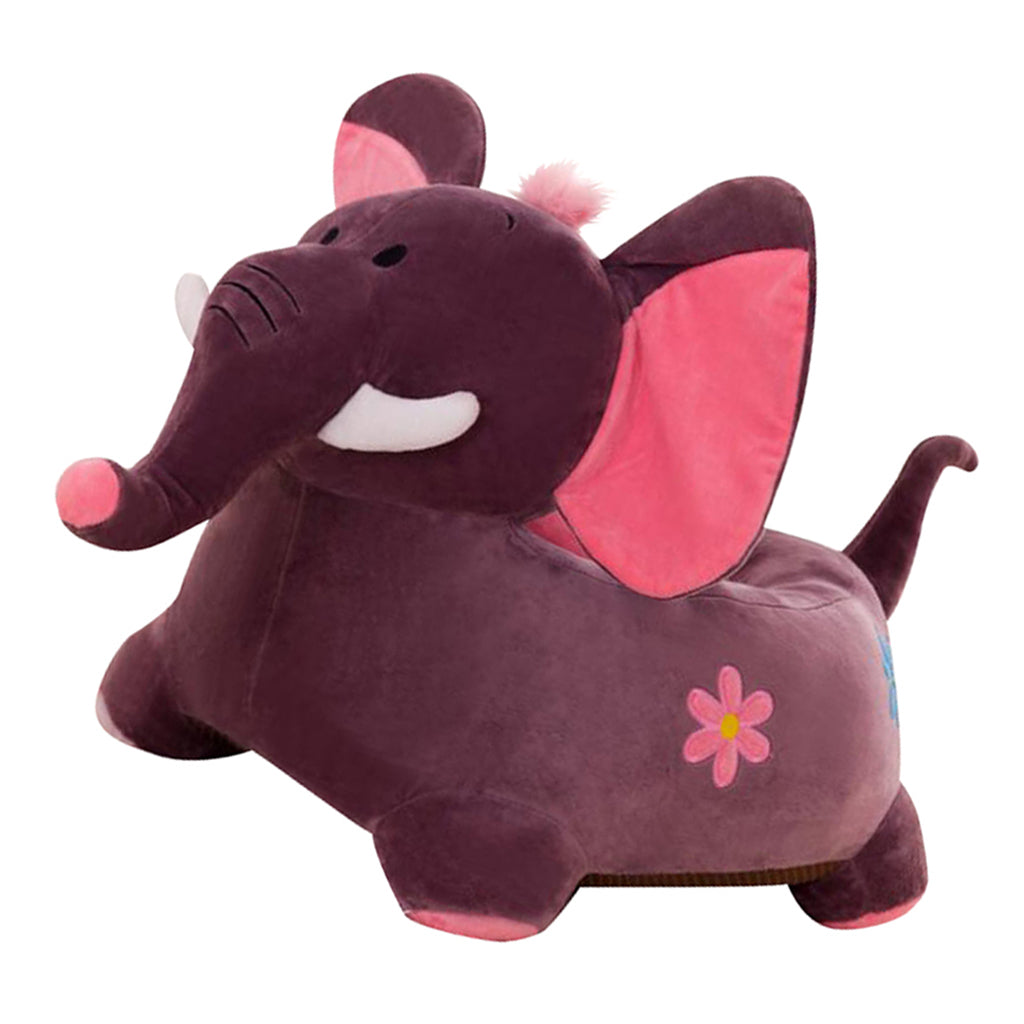 Cartoon Animal Kids Seat Sofa Cover Baby Chair Bean Bag Elephant (Wine Red)