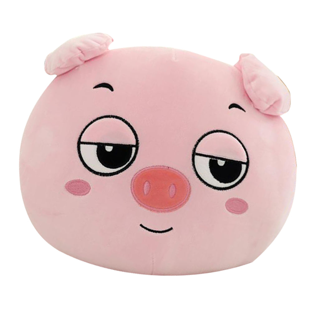 Cartoon Animal Head Shape Cushion Pillow Hand Warmer Pig A