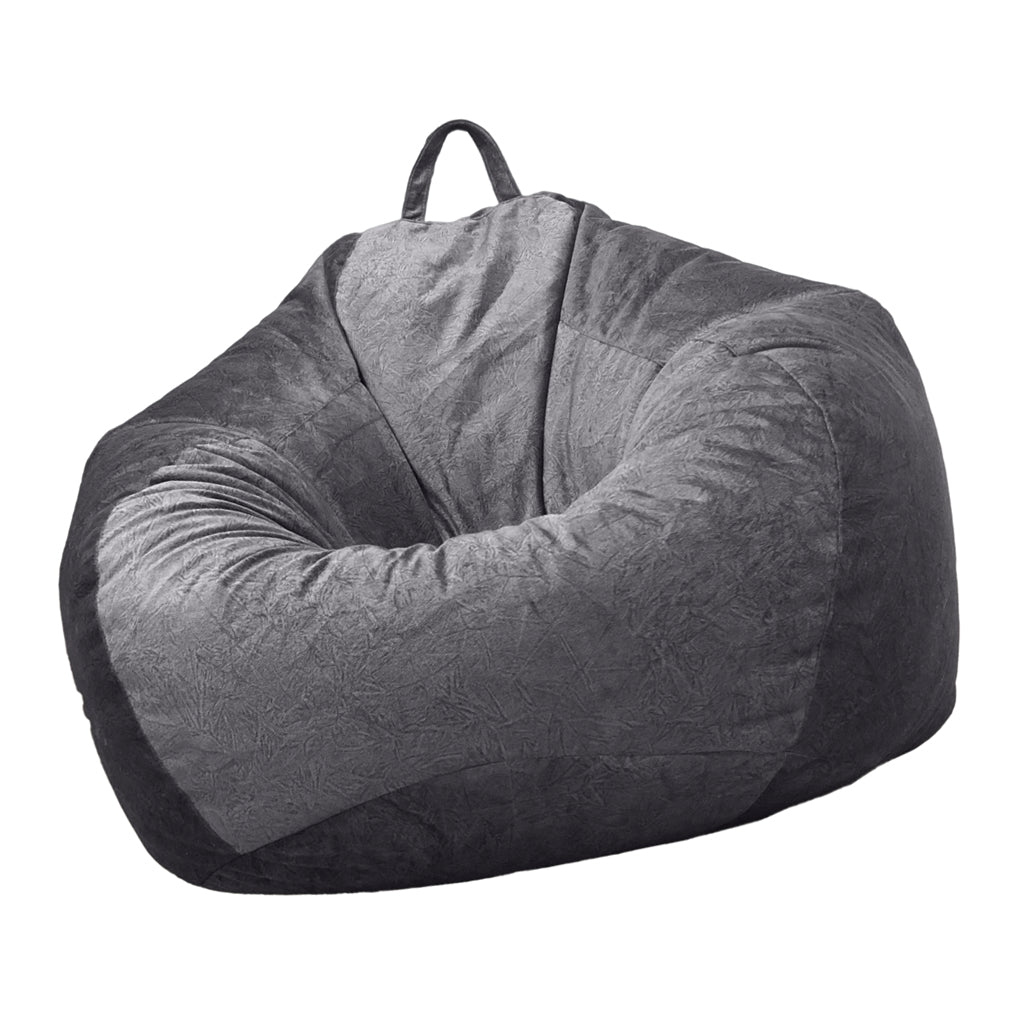Kids Stuffed Animals Storage Suede Bean Bag Cover 60x70cm Dark Grey
