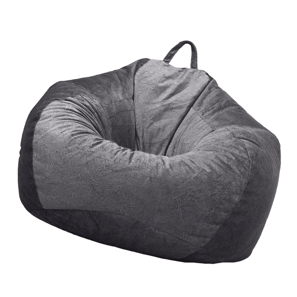 Kids Stuffed Animals Storage Suede Bean Bag Cover 60x70cm Dark Grey