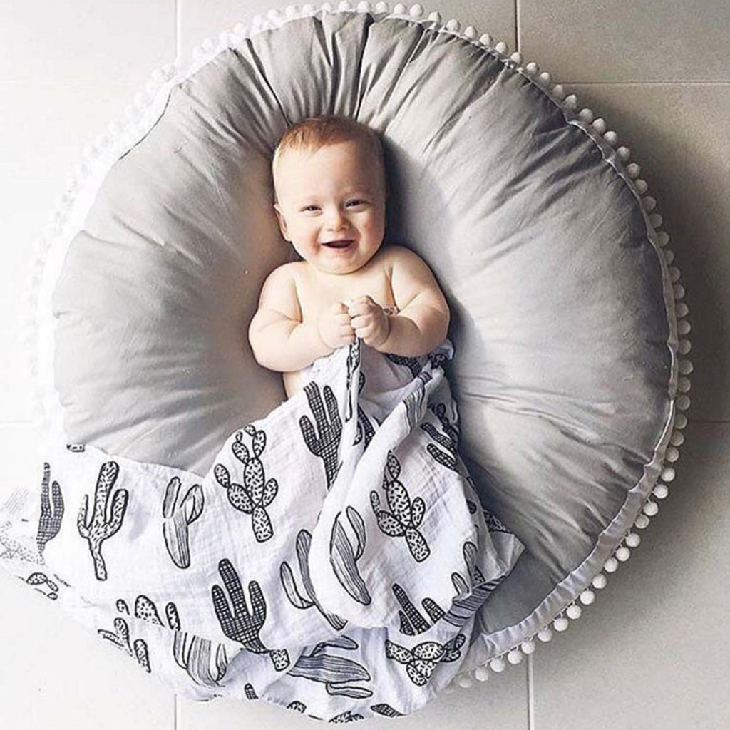 90cm Cotton Round Baby Crawling Mat Activity Gym Play Mat Carpet Gray