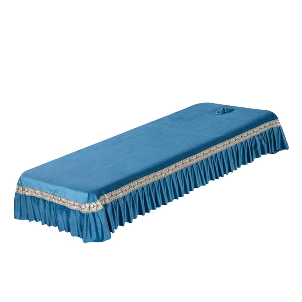 Reusable SPA Massage Bed Sheet Cover with Face Breath Hole Light Blue
