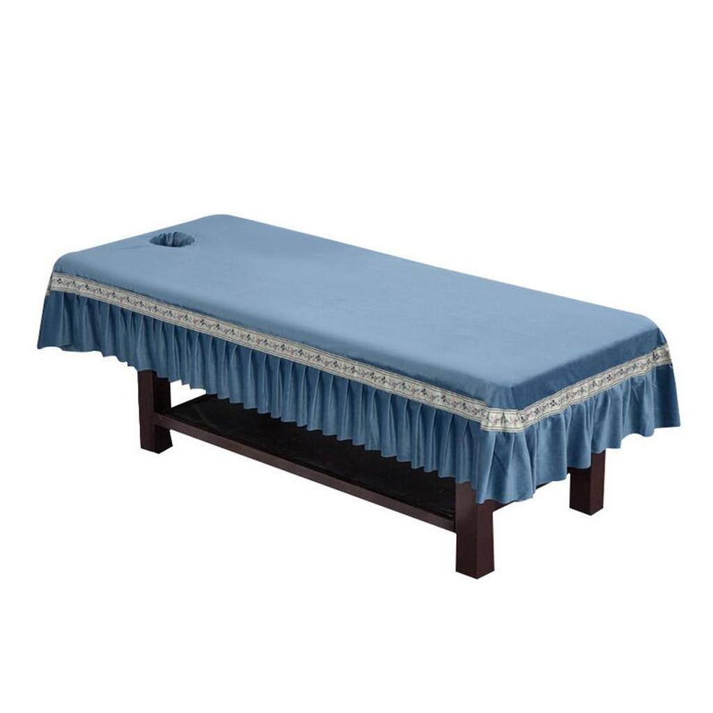 Reusable SPA Massage Bed Sheet Cover with Face Breath Hole Grey Blue