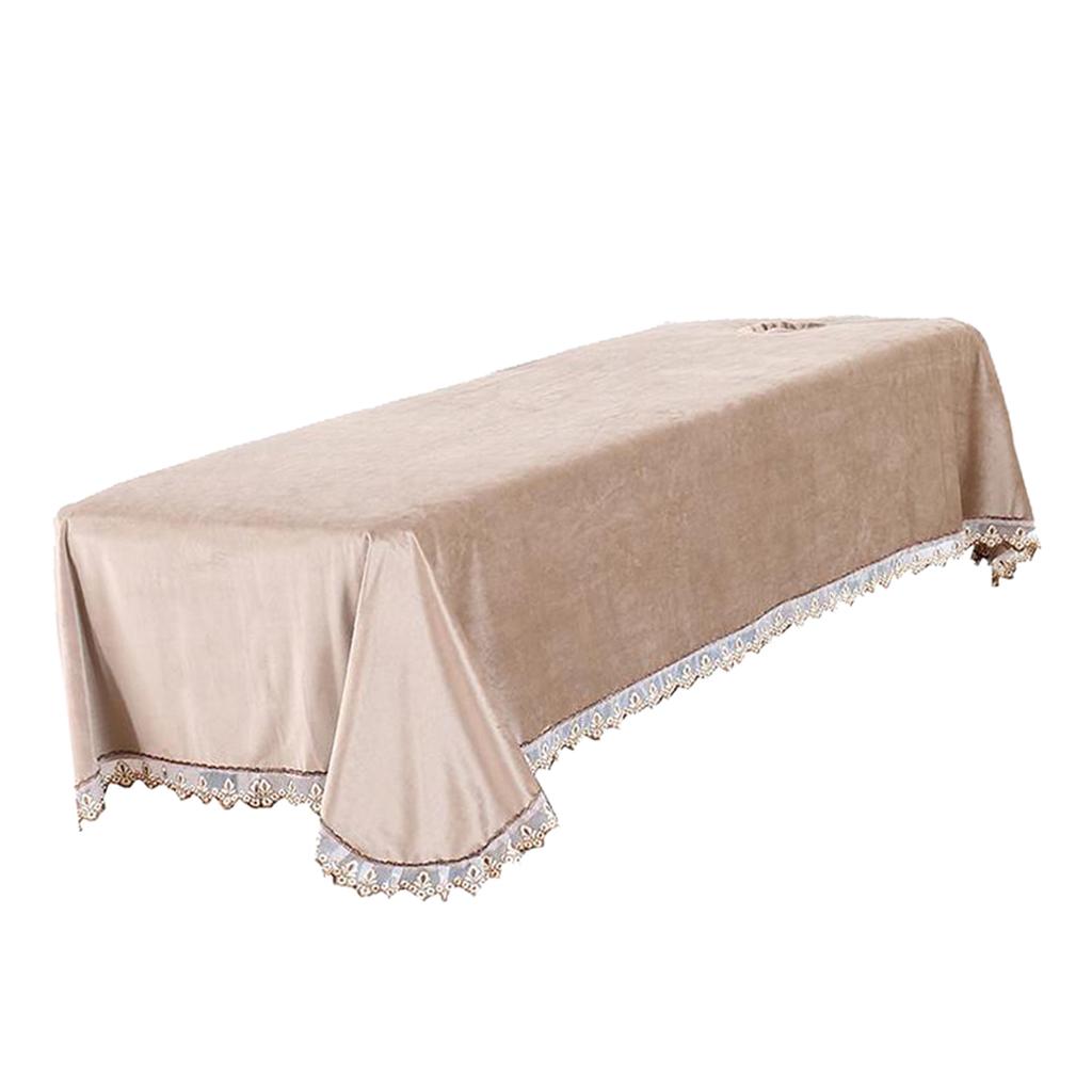 Velvet Massage Table Cover Beauty Bed Sheet with Hole Brown-Style 4