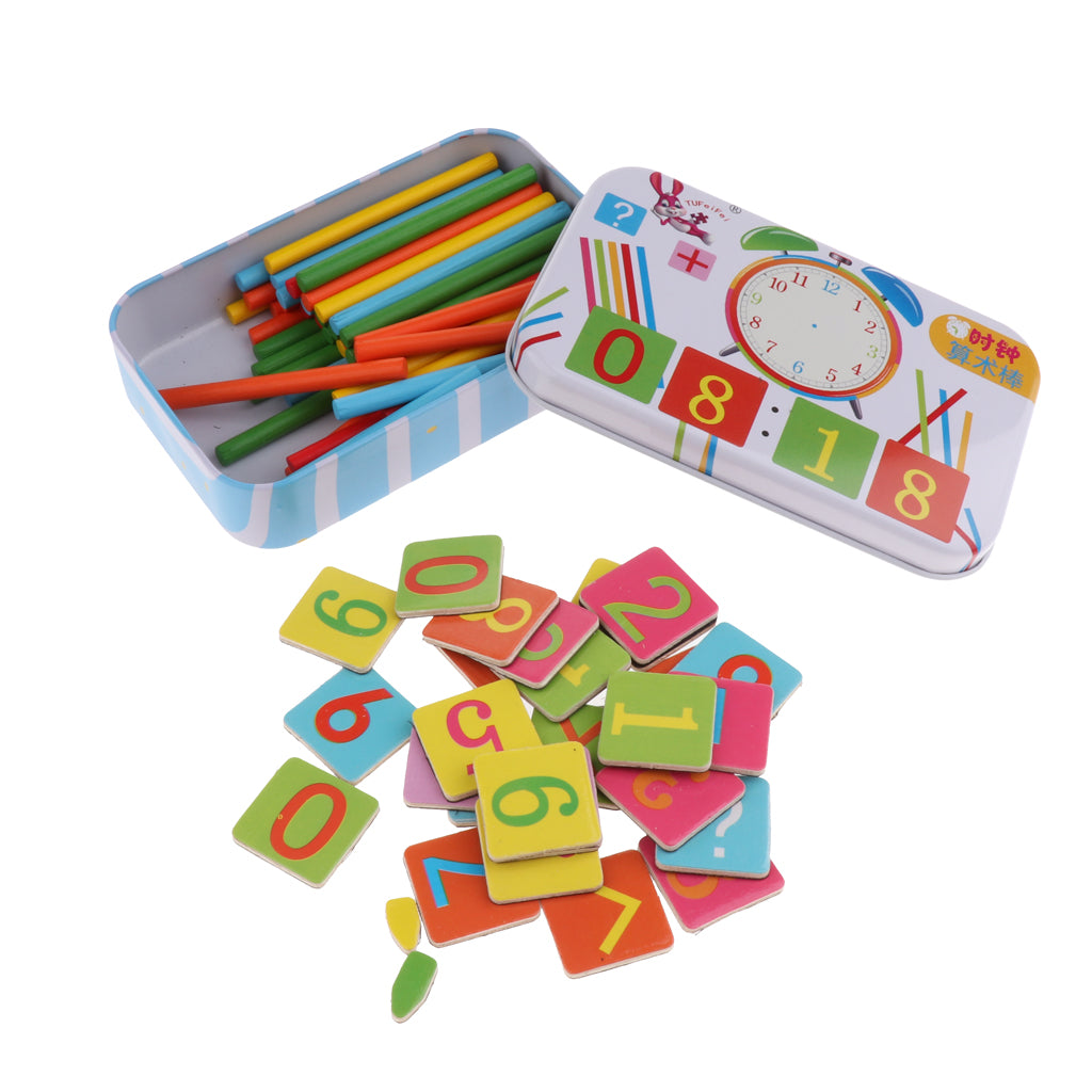 Math Calculation Children Counting Stick in Tin Box Preschool Learning Toys