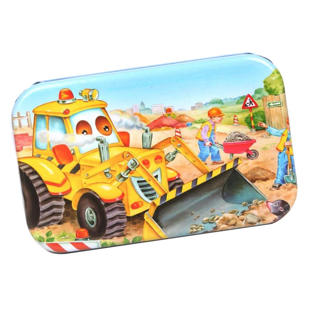 Kids Wooden Jigsaw Puzzles with a Storage Box Excavator