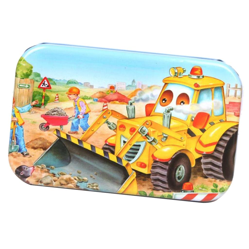 Kids Wooden Jigsaw Puzzles with a Storage Box Excavator