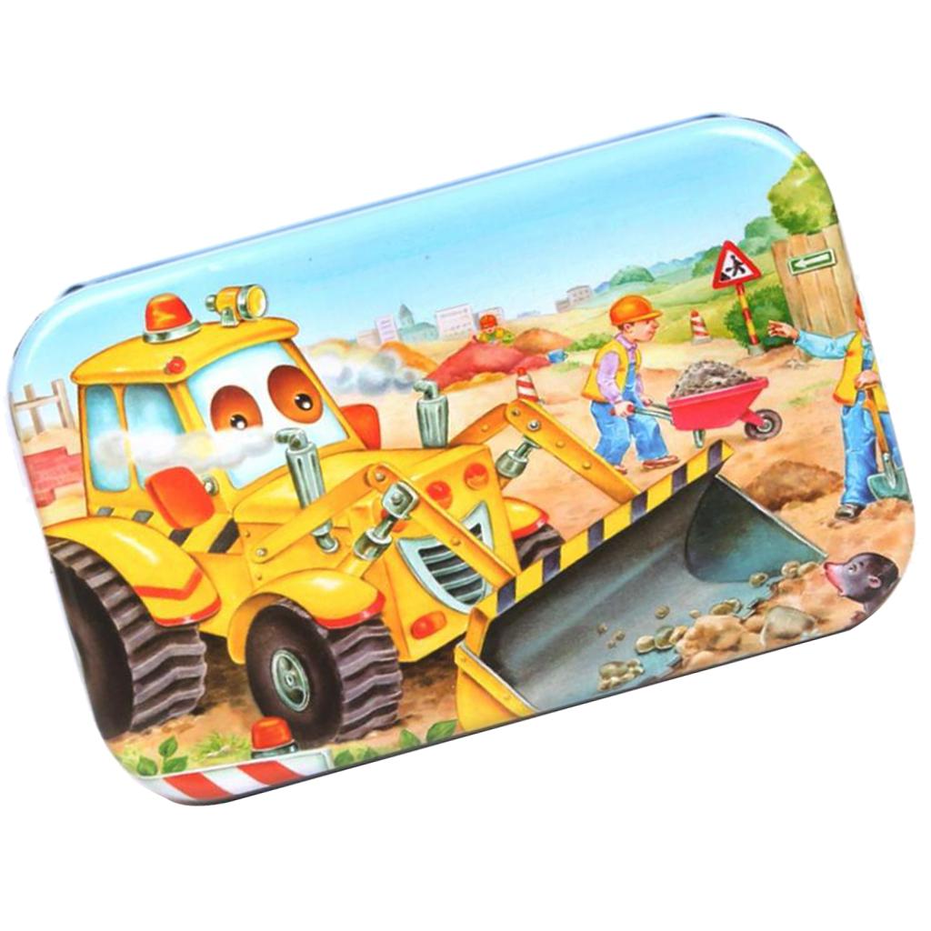 Kids Wooden Jigsaw Puzzles with a Storage Box Excavator
