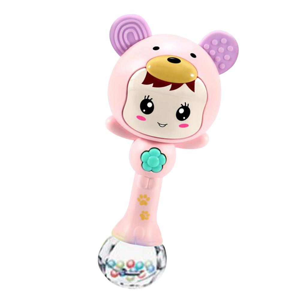 Baby Hand Bell Sand Hammer Toy Baby Music Rhythm Rolling Sticks Toys Pink