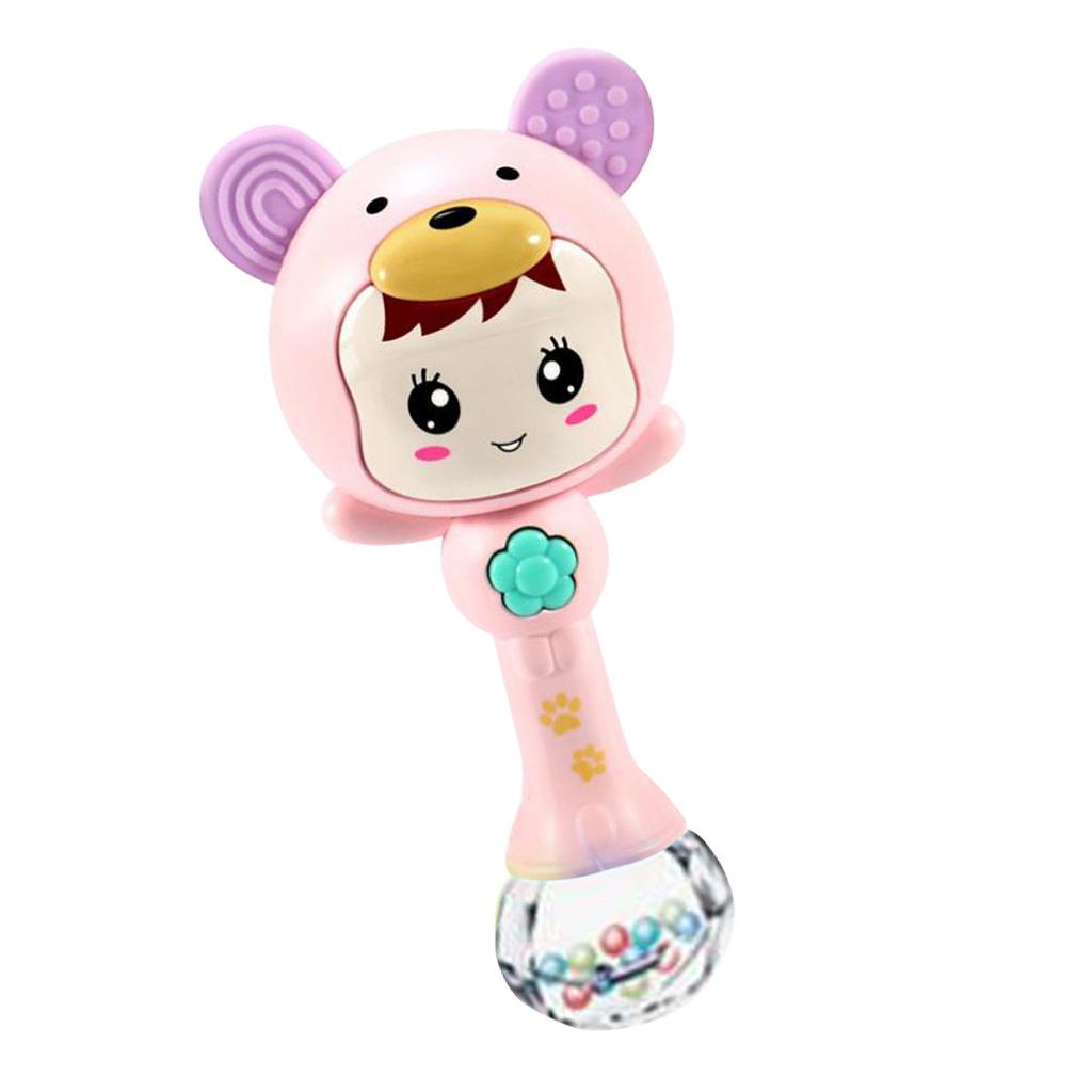 Baby Hand Bell Sand Hammer Toy Baby Music Rhythm Rolling Sticks Toys Pink