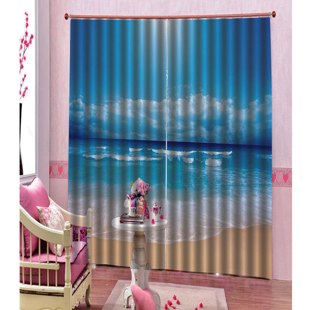 Seaside Scenery Landscape Blackout Curtains for Living Room Style-3