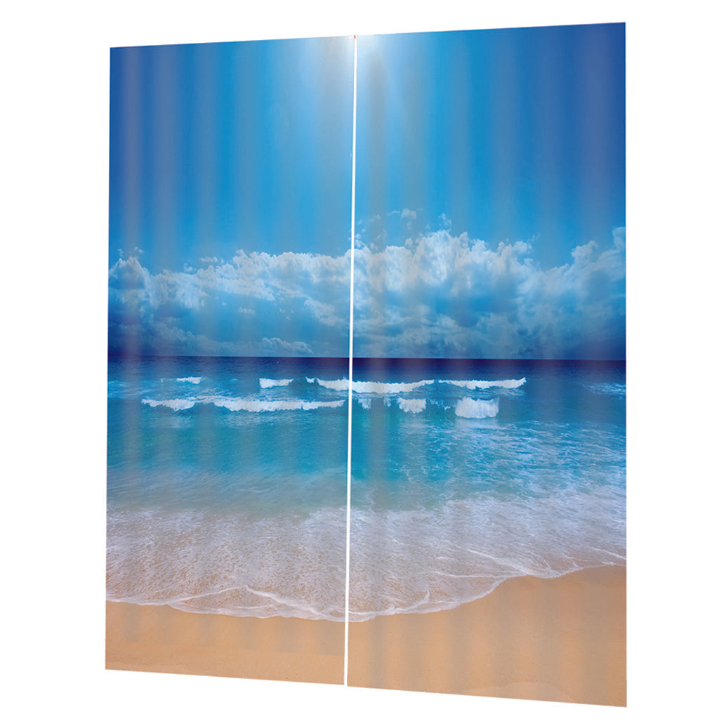 Seaside Scenery Landscape Blackout Curtains for Living Room Style-3