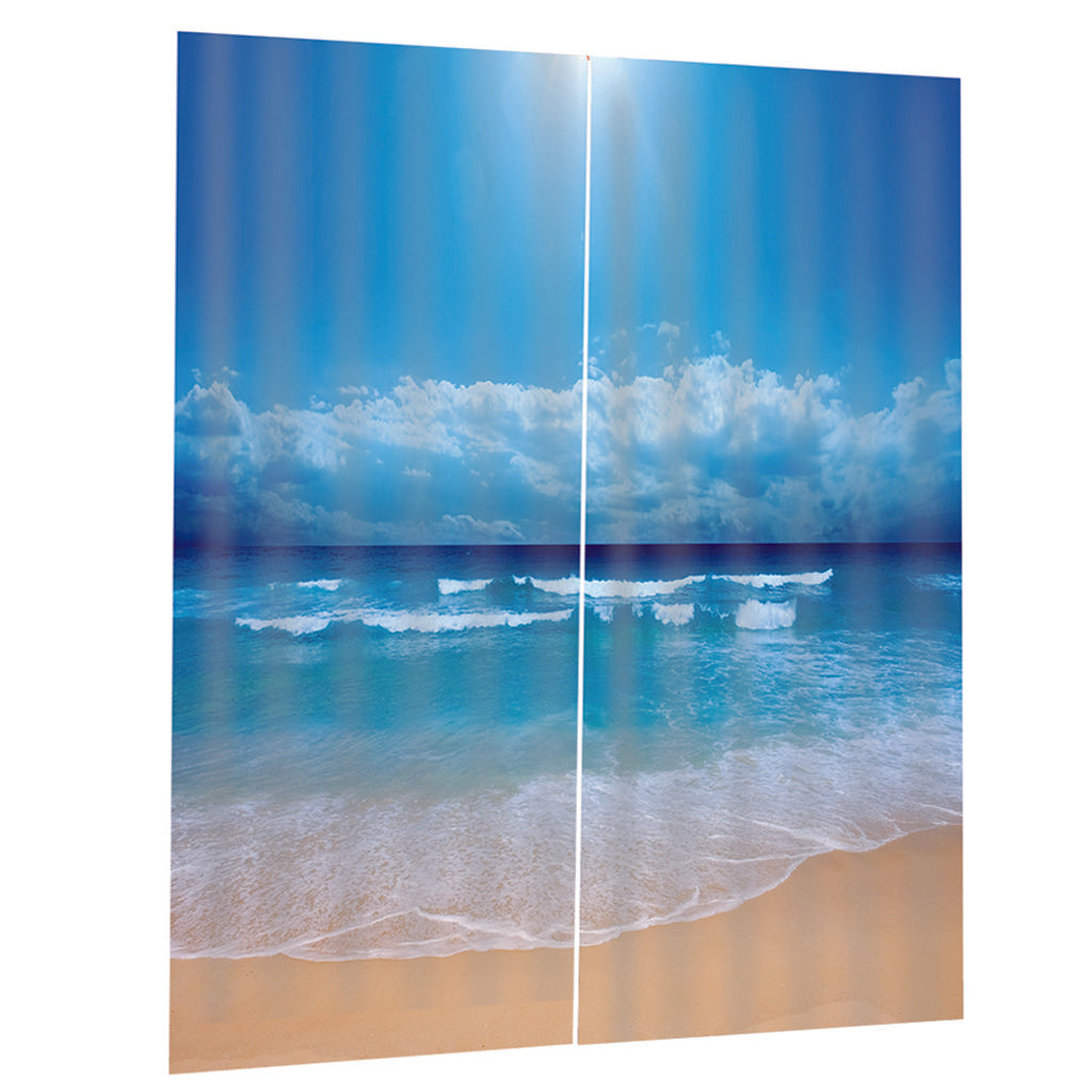 Seaside Scenery Landscape Blackout Curtains for Living Room Style-3