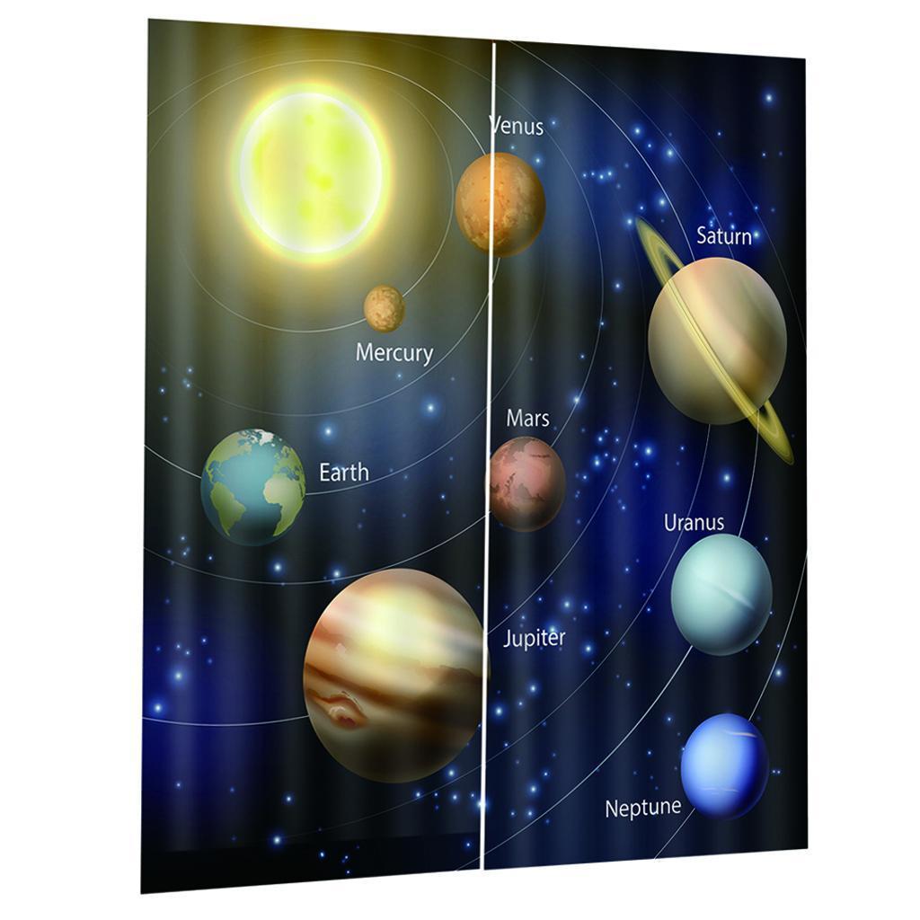 3D Planet Printing Window Curtains for Living Room Bedroom Decor 150 x 166cm