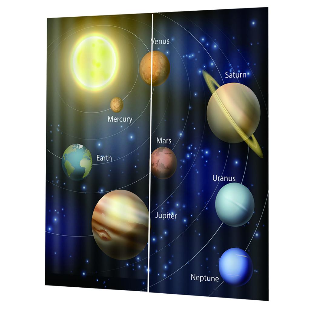 3D Planet Printing Window Curtains for Living Room Bedroom Decor 170 x 200cm