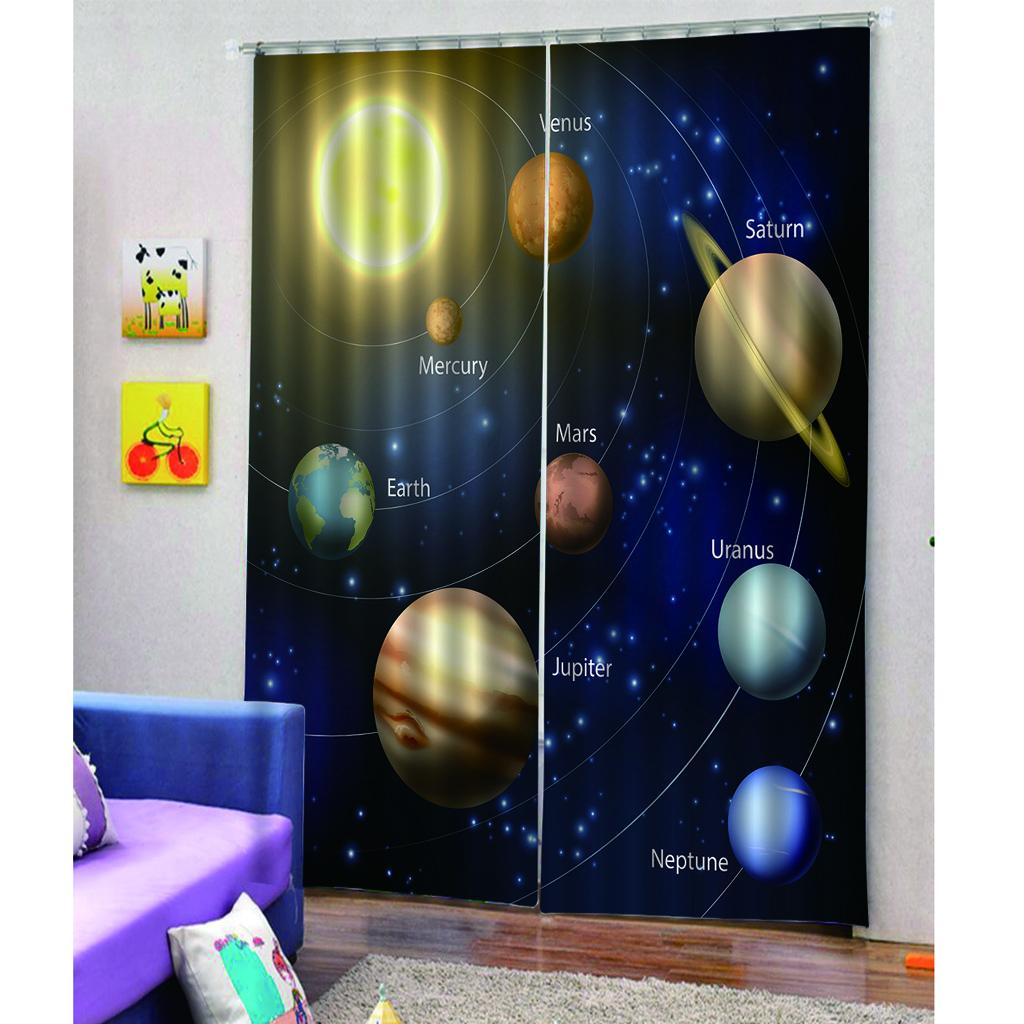 3D Planet Printing Window Curtains for Living Room Bedroom Decor 170 x 200cm