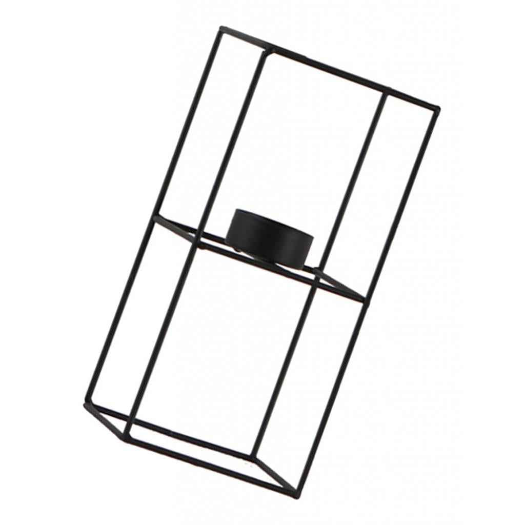 Nordic 3D Geometric Iron Candlestick Table Patio Decor Size 4_9.5x9.5x20.5cm