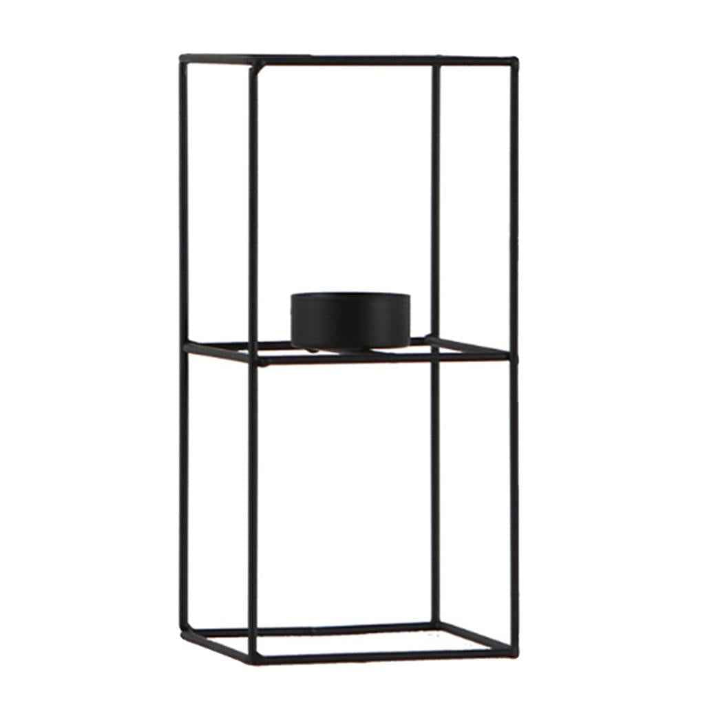 Nordic 3D Geometric Iron Candlestick Table Patio Decor Size 4_9.5x9.5x20.5cm