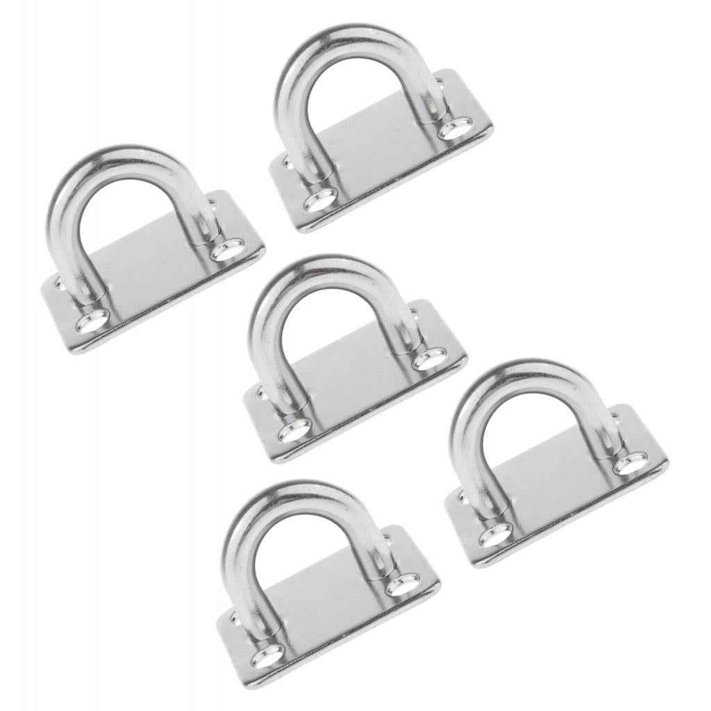 5pcs M5 Wall /Ceiling Hook Stainless Steel Pad Eye Plate Marine Boat Rigging