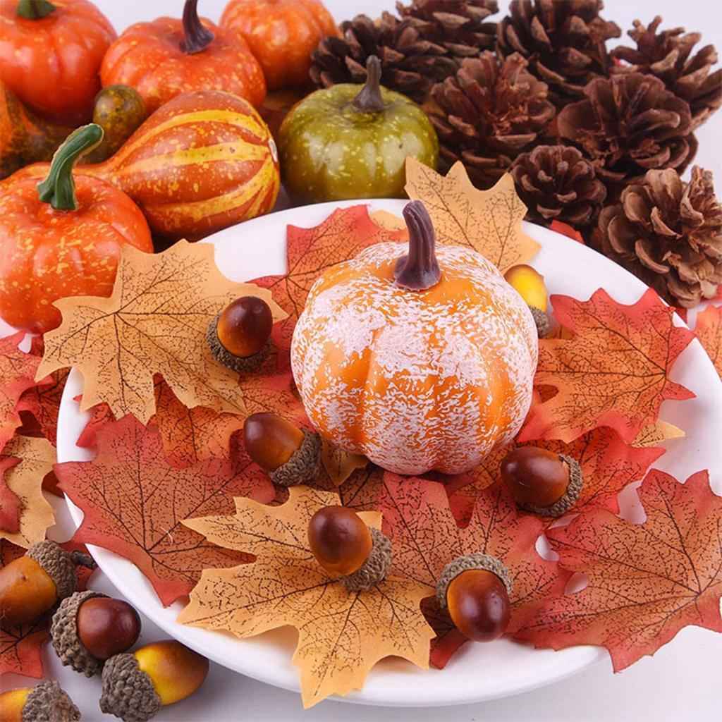 Fake Home Decor Gift Vegetables Artificial Pumpkin Maple Leaf Cone Lifelike