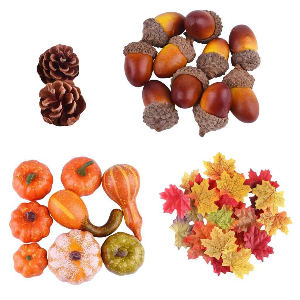 Fake Home Decor Gift Vegetables Artificial Pumpkin Maple Leaf Cone Lifelike