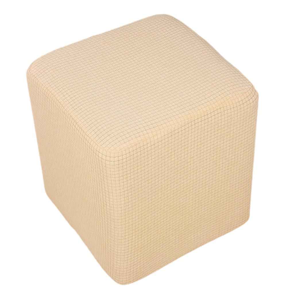 Foot Stool Slipcover Stretch Ottoman Rectangle Footstool Cover Beige