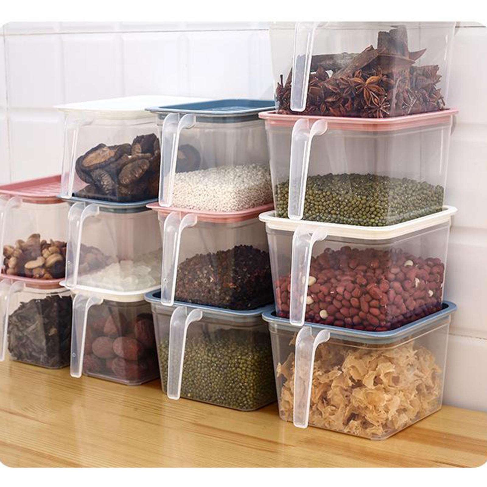 4x Food Storage Container Set with Airtight Lids Kitchen Organizer Blue L
