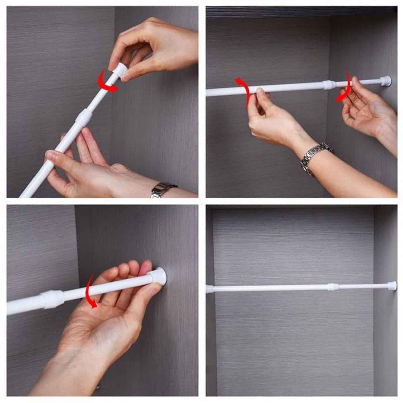 Telescoping Curtain Rods Metal Pole for Cupboard Utensils Cabinet White 30-50cm