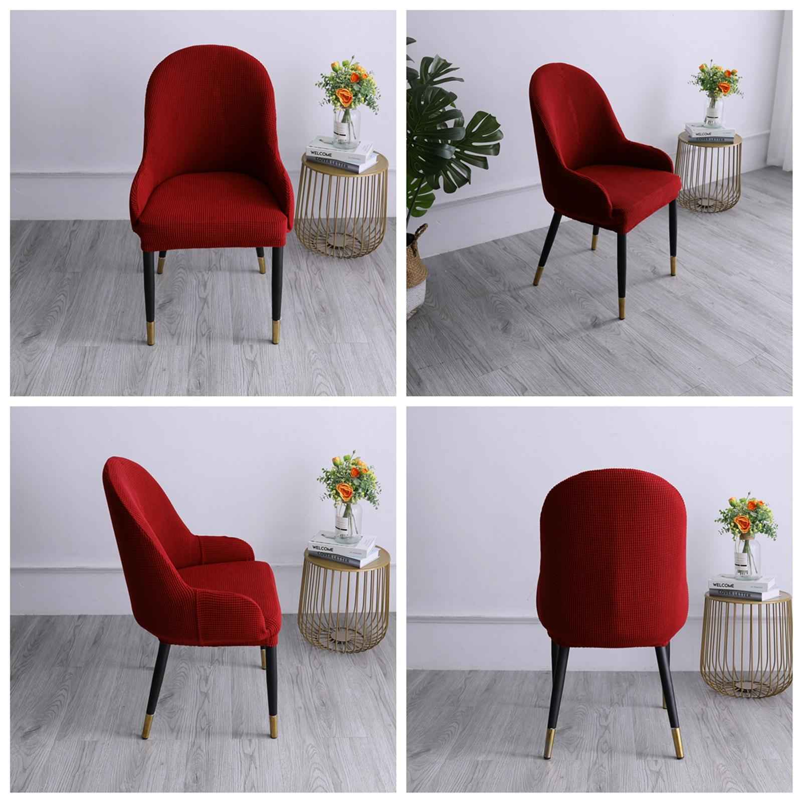 1pc Wing Back Dining Chair Cover Reusable Protector Seat Covers for Decor wine red