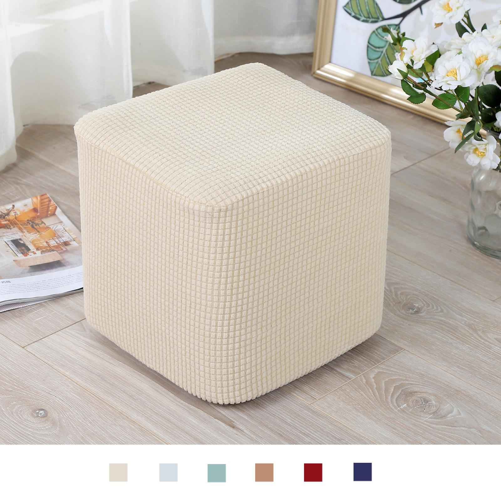 10"-13" Stretch Ottoman Slipcover Footstool Footrest Living Room Soft Cover beige