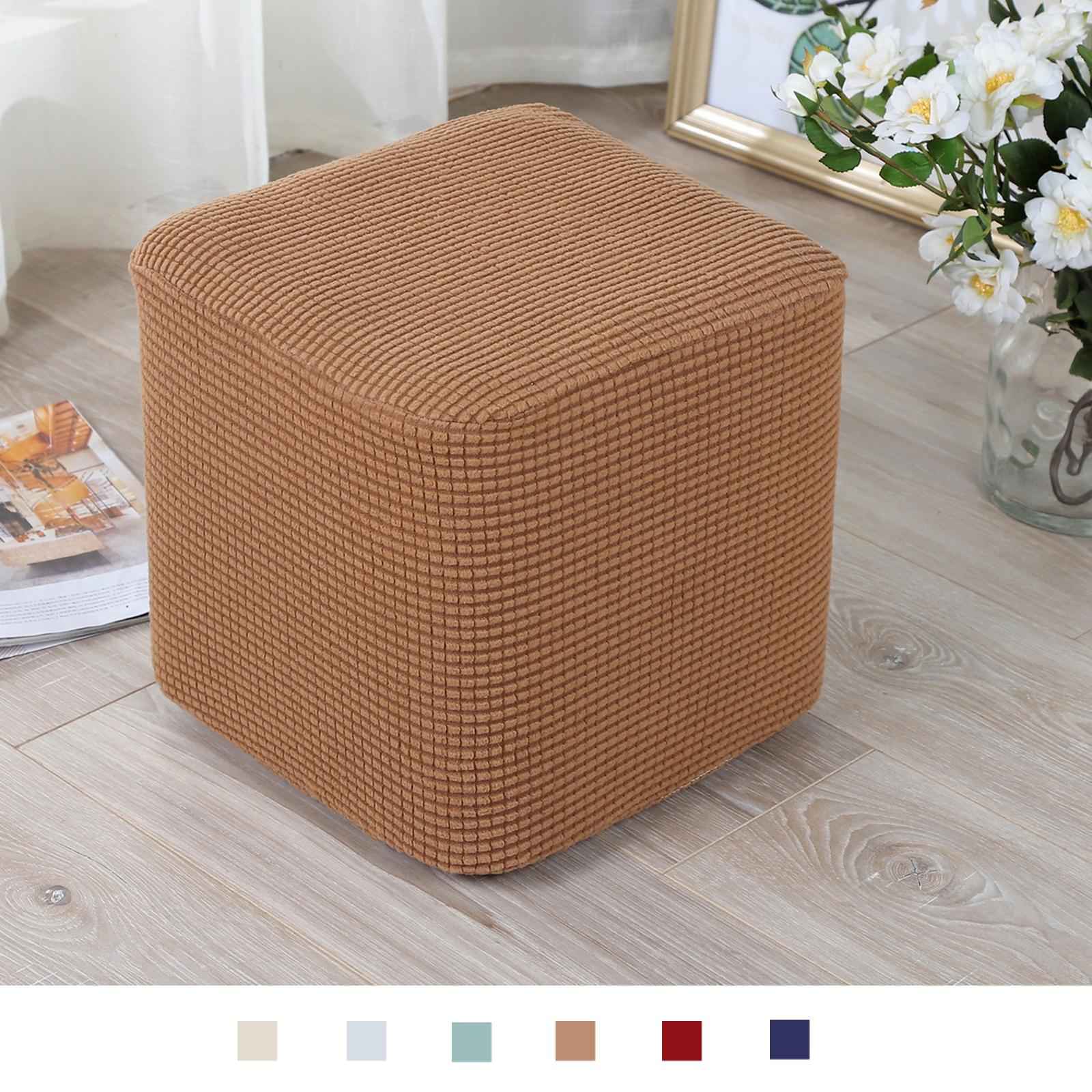 10"-13" Stretch Ottoman Slipcover Footstool Footrest Living Room Soft Cover beige