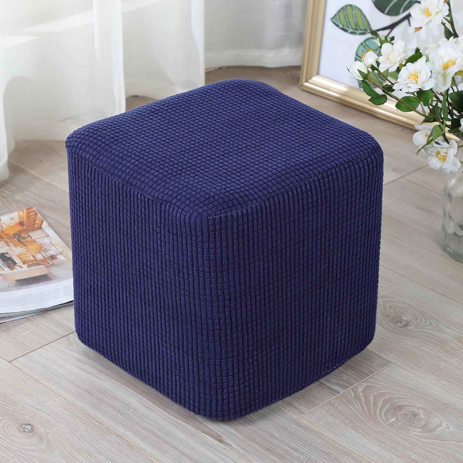 10"-13" Stretch Ottoman Slipcover Footstool Footrest Living Room Soft Cover dark blue