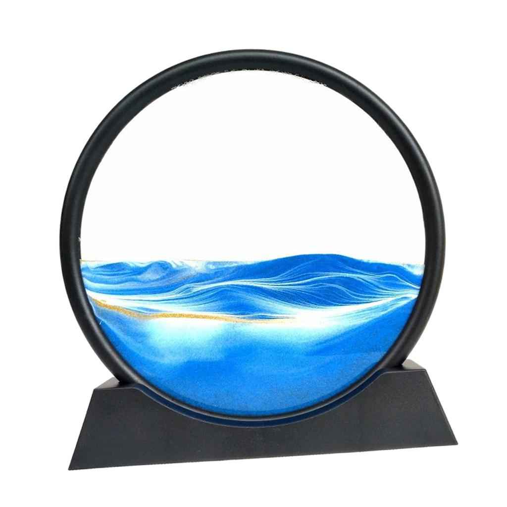 Moving Sands Art Picture 3D Dynamic Deep Sea Sand-scape 7in Blue