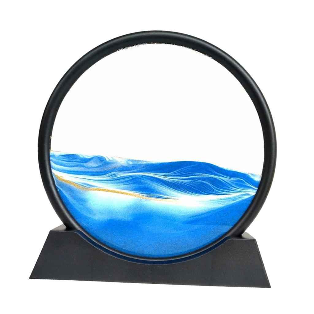 Moving Sands Art Picture 3D Dynamic Deep Sea Sand-scape 7in Blue