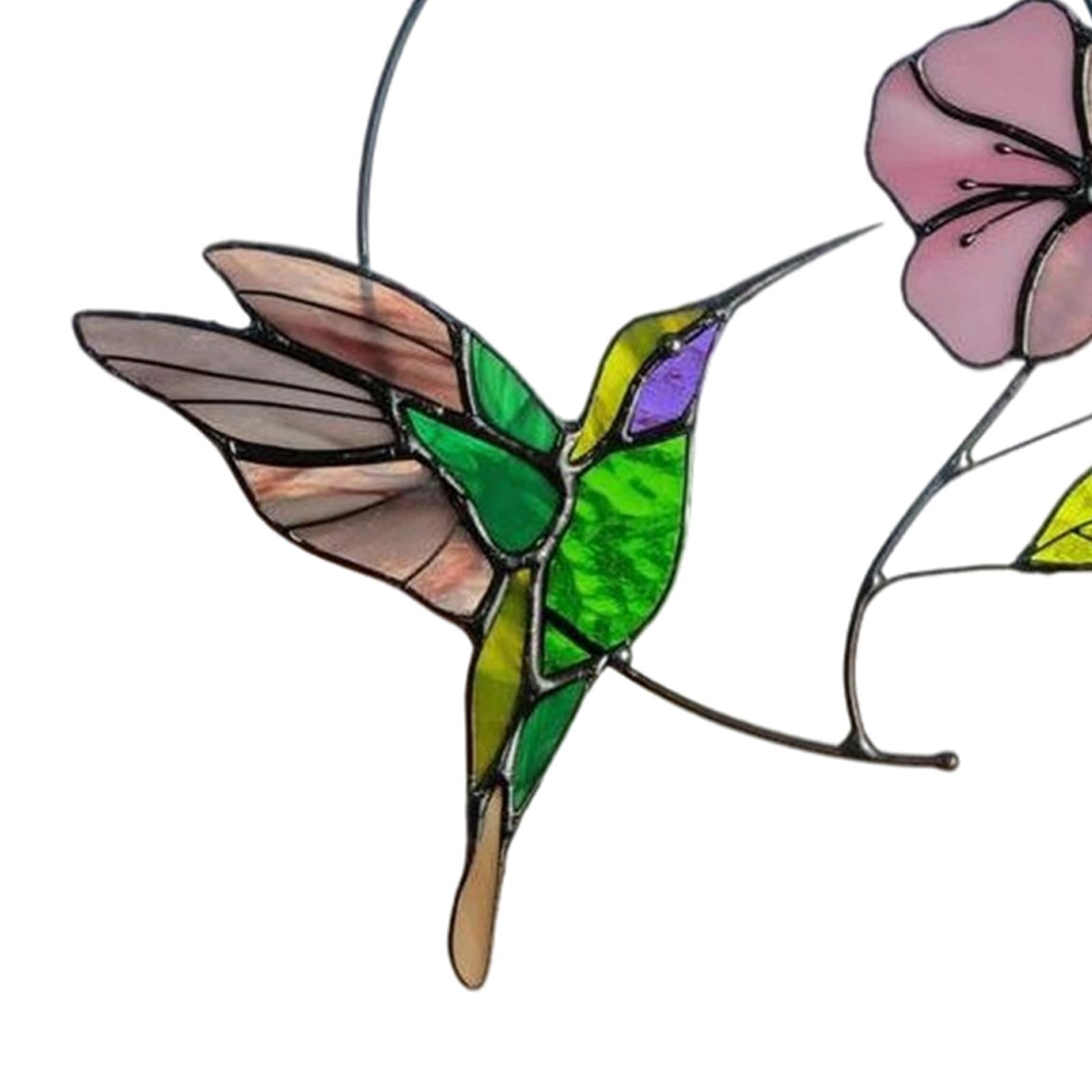 Birds High Stained Hummingbird Window Panel Hanging Decor