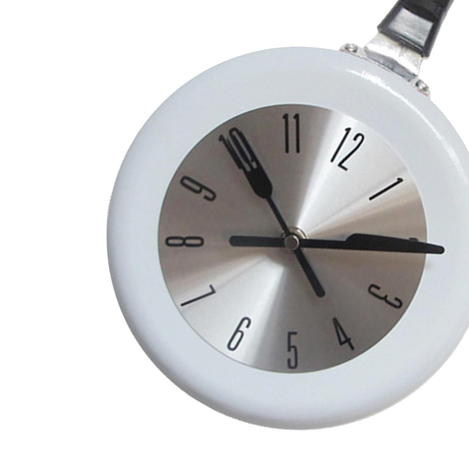 Cute Wall Clock 8 Inch Frying Pan Art Watch Bedroom Kitchen Decor Gifts white