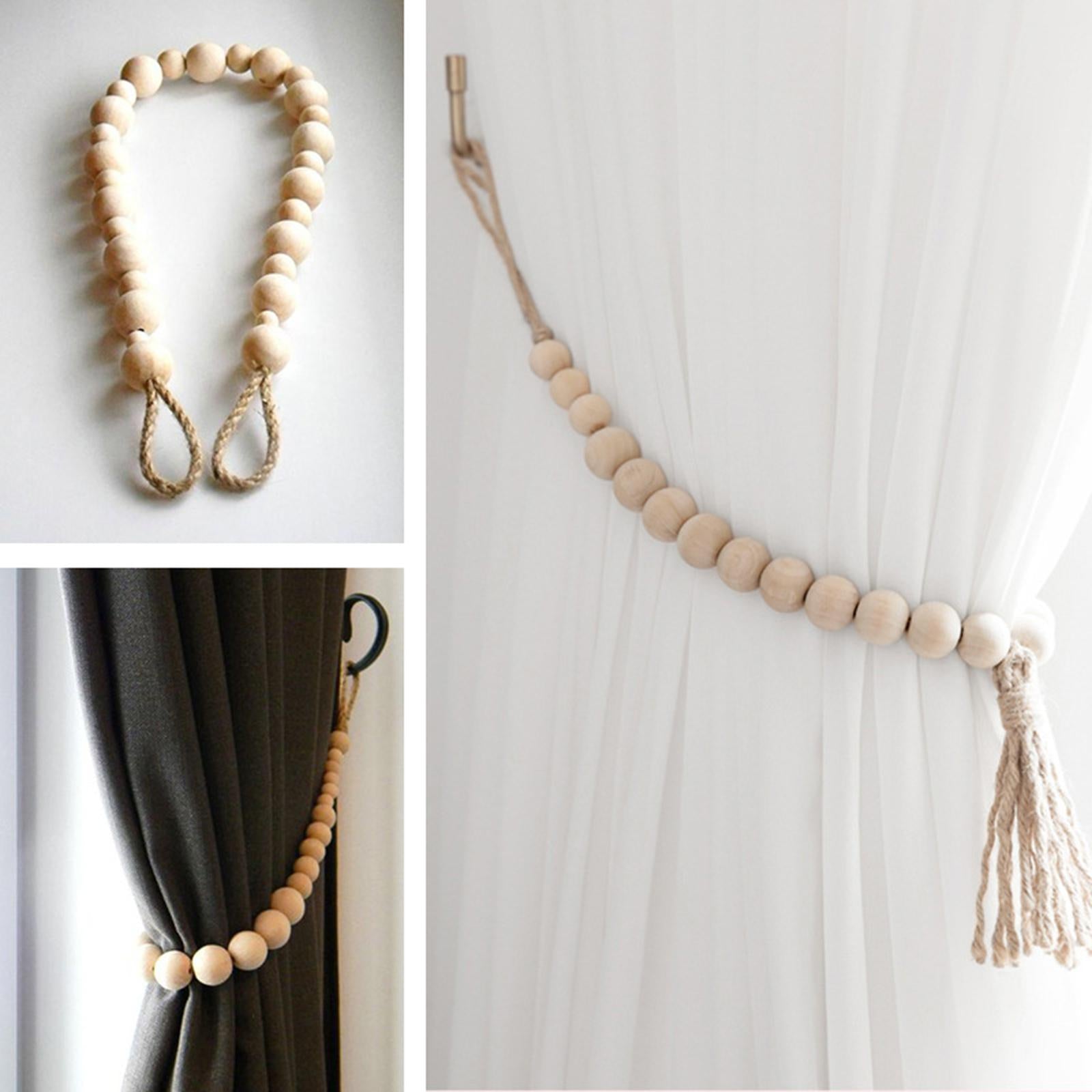 Curtain Tieback Natural Wood Bead Curtain Ties Window Treatment Syle2