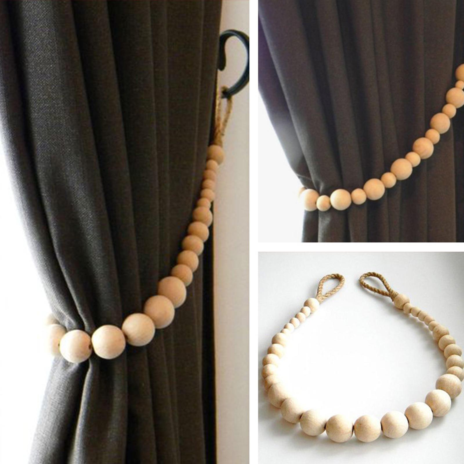Curtain Tieback Natural Wood Bead Curtain Ties Window Treatment Syle2