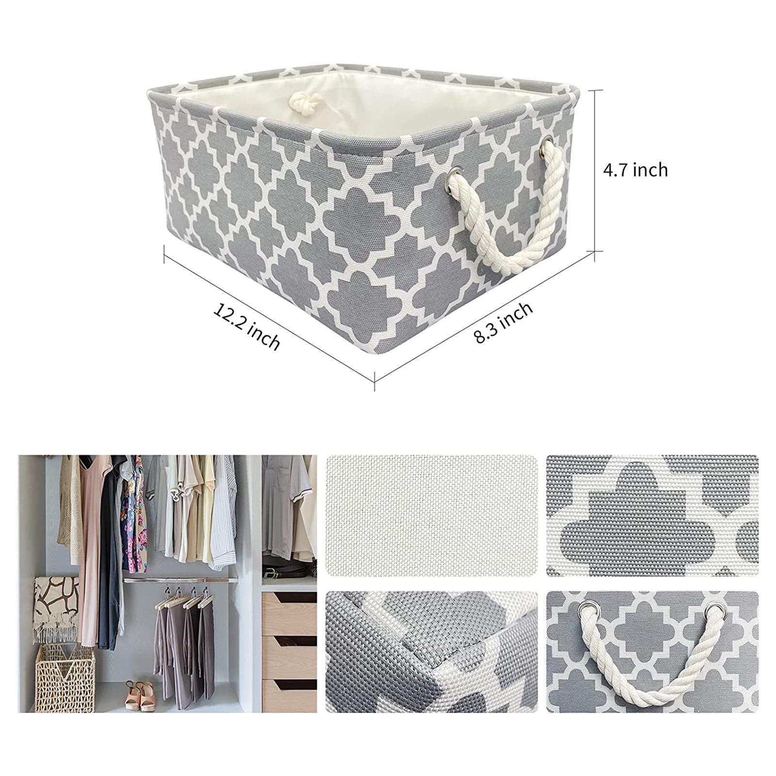 Canvas Storage Box w/ Handles Basket Organizer for Toys Cloth 31x21x12cm