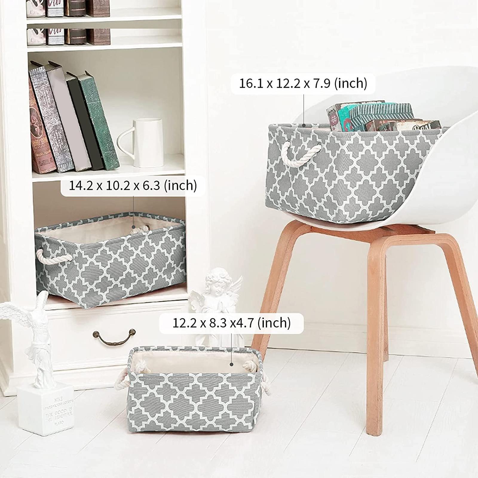Canvas Storage Box w/ Handles Basket Organizer for Toys Cloth 31x21x12cm