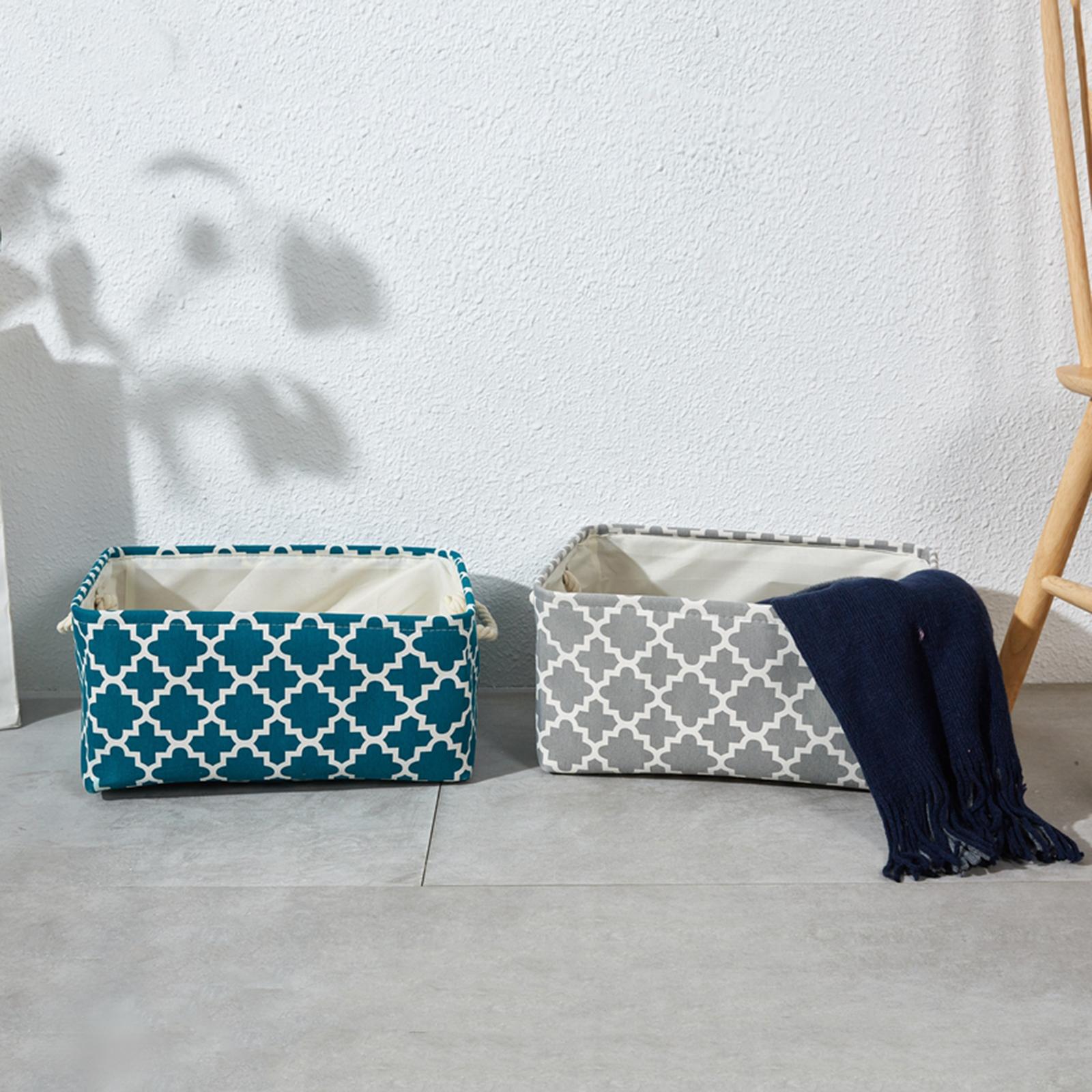Canvas Storage Box w/ Handles Basket Organizer for Toys Cloth 31x21x12cm