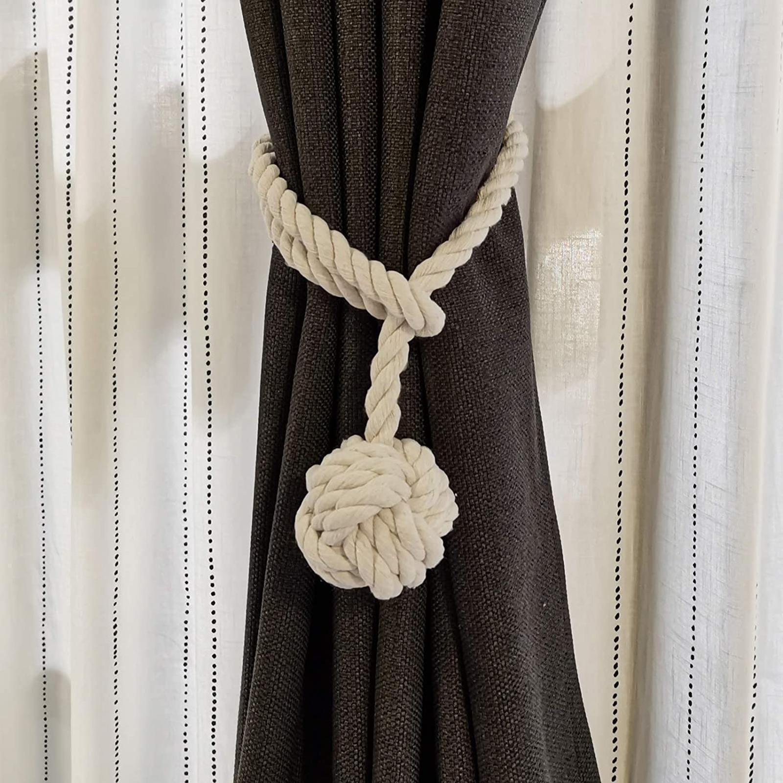 Curtain Rope Tiebacks Home Decorative Drapery Knitting Holdbacks 4PCS Beige