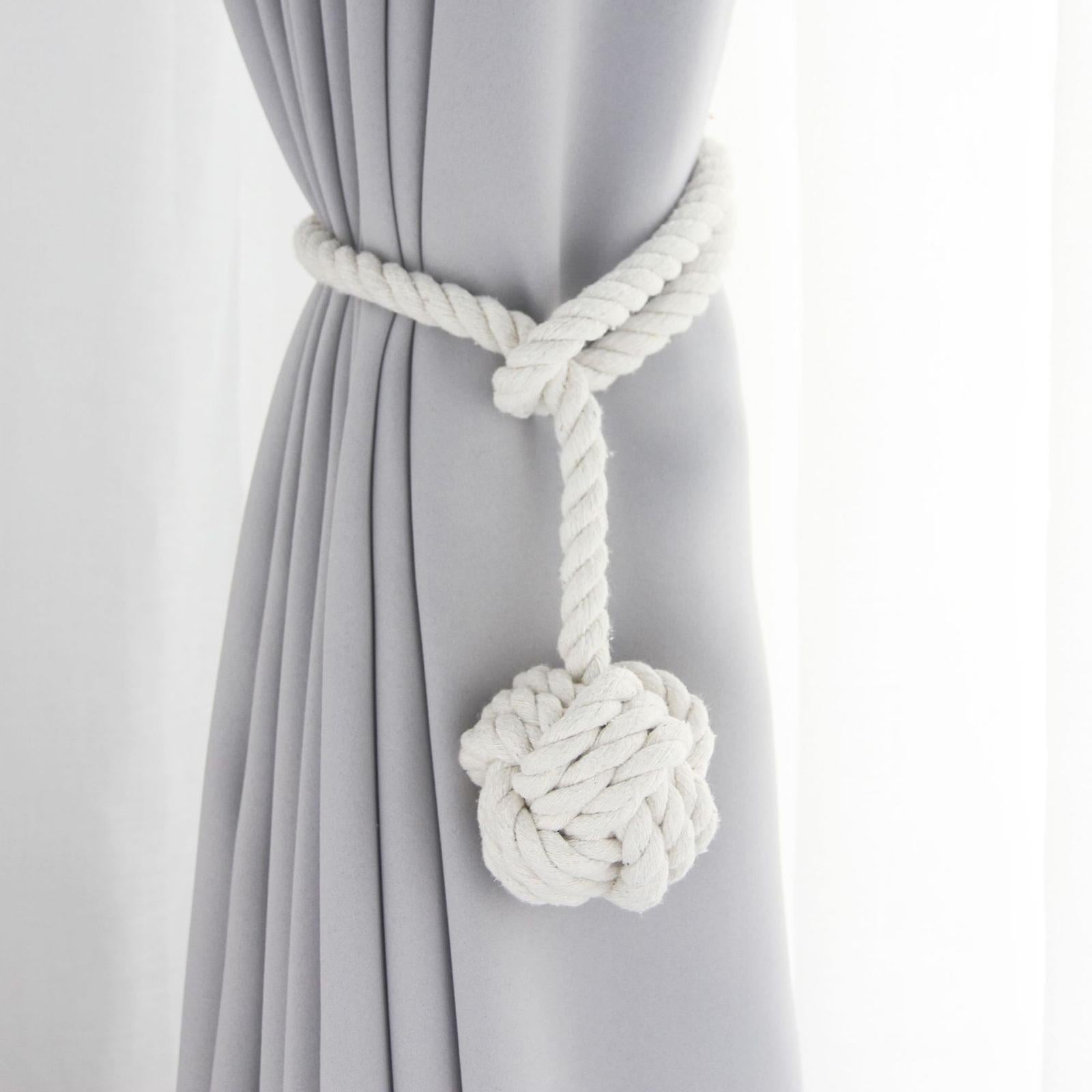 Curtain Rope Tiebacks Home Decorative Drapery Knitting Holdbacks 4PCS Beige