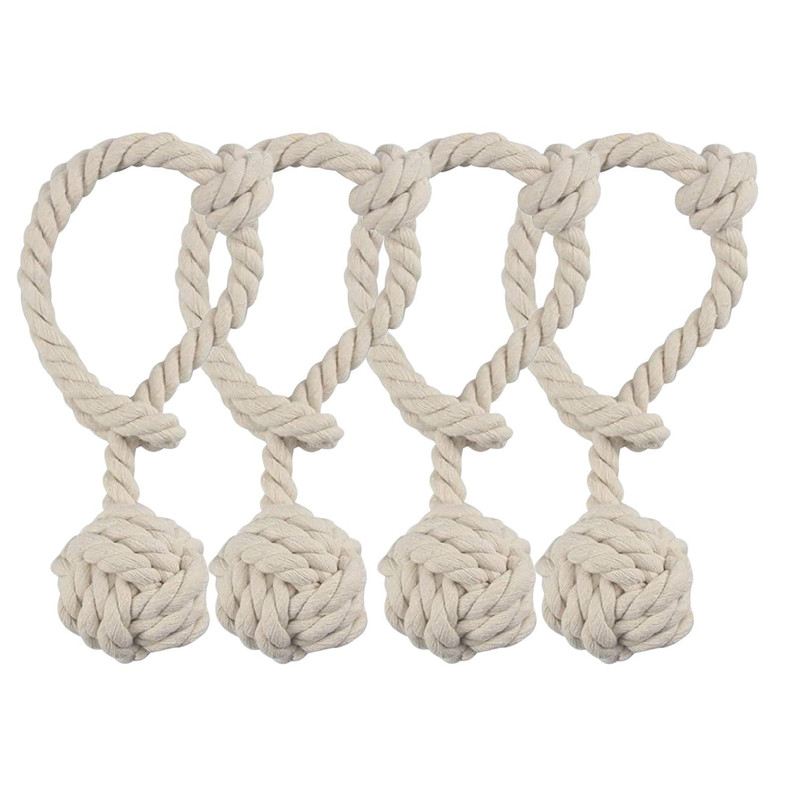 Curtain Rope Tiebacks Home Decorative Drapery Knitting Holdbacks 4PCS Beige